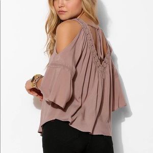 UO Staring at Stars Crochet Cold Shoulder Blouse